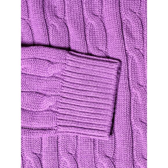 Piombo Purple Cable Knit V-Neck Pullover Sweater size Large - Picture 6 of 7